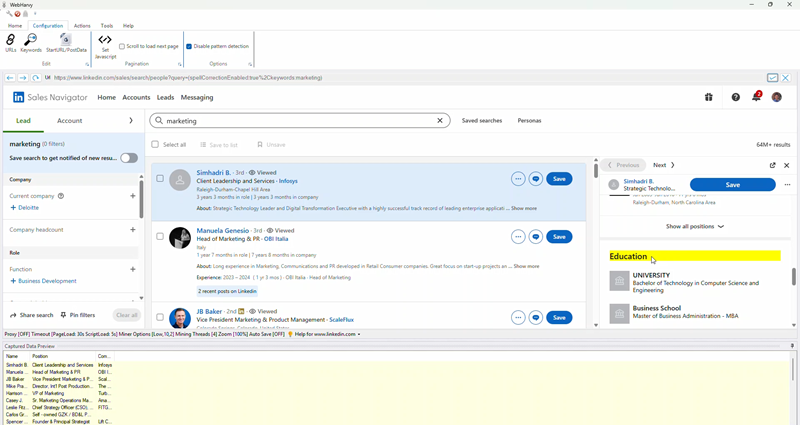Sales Navigator Scraping - Selecting Details