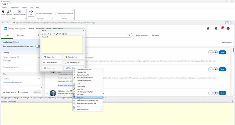 Sales Navigator Scraping - Scroll List