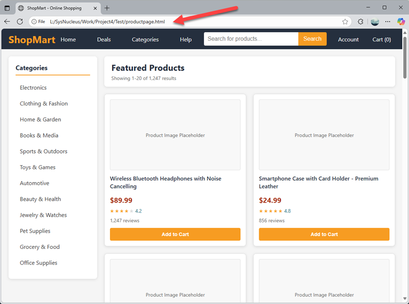 Open file in browser