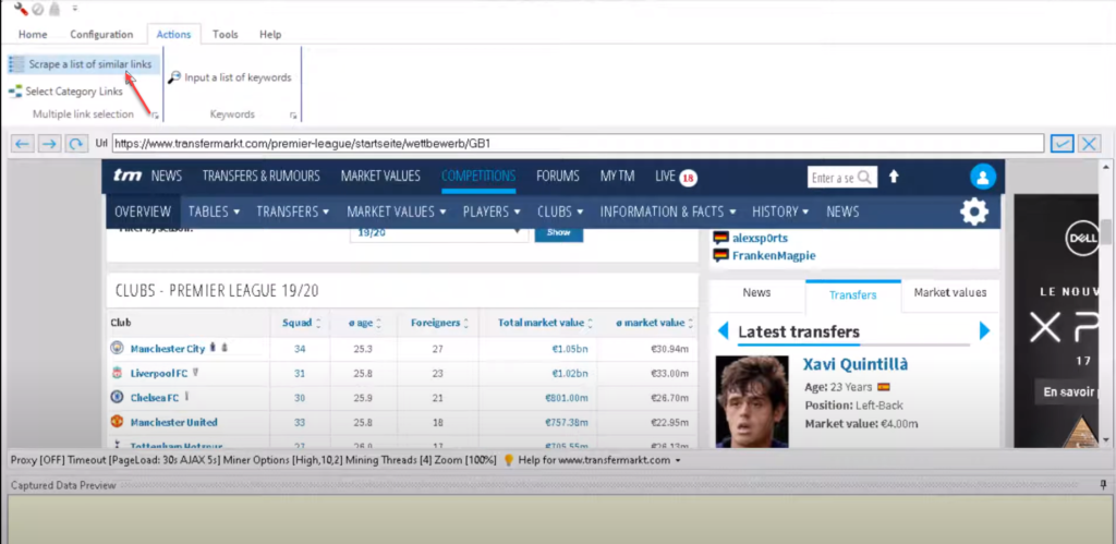 scraping transfermarkt