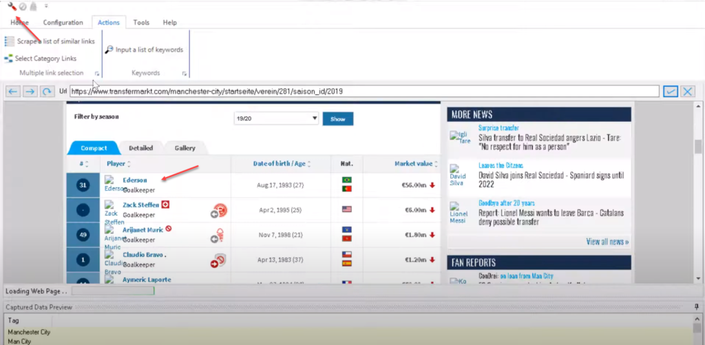 starting selecting data to scrape