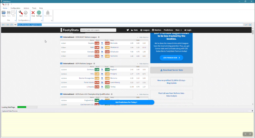 How to scrape Match stats from Soccerstats website listings and