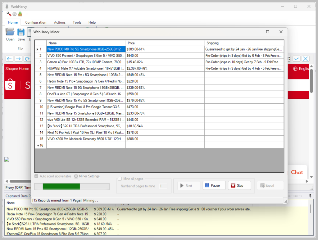 scraping data from shopee