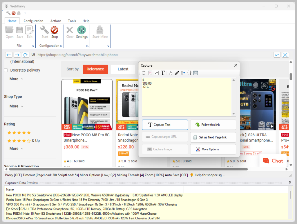 selecting data from shopee to scrape