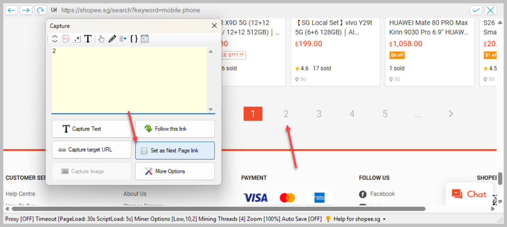 configuring pagination