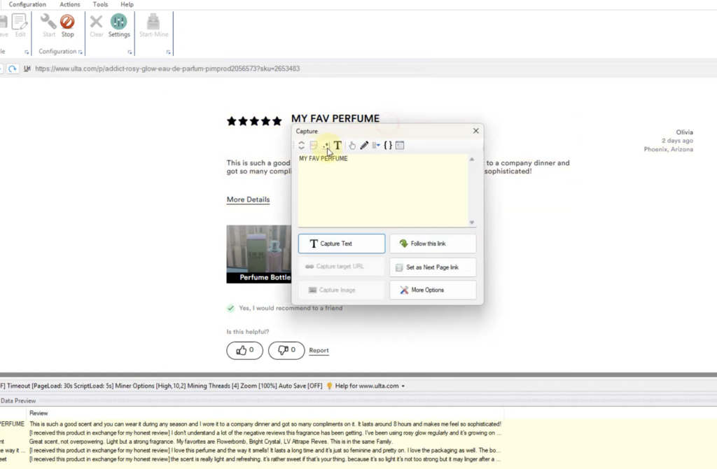 ulta.com - selecting data to scrape