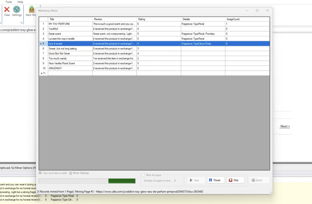 ulta.com scraping product reviews