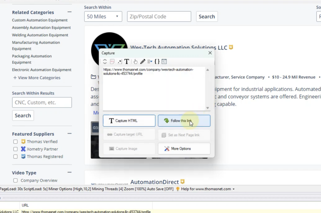 Scraping Thomasnet - Loading supplier details page