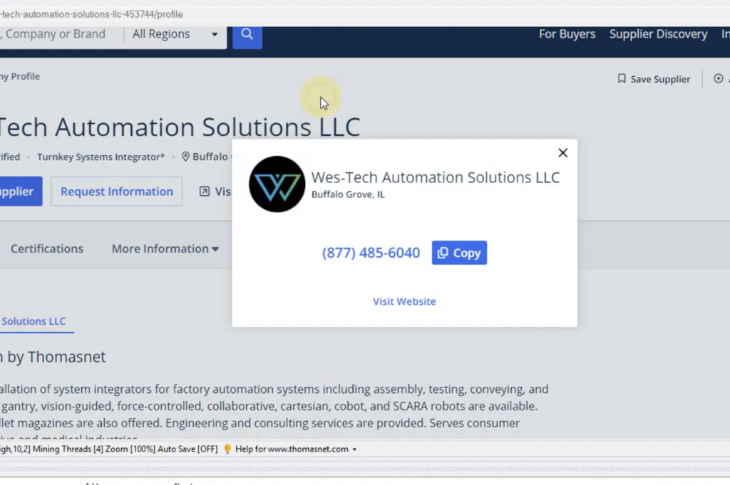 Thomasnet Phone Number Scraping