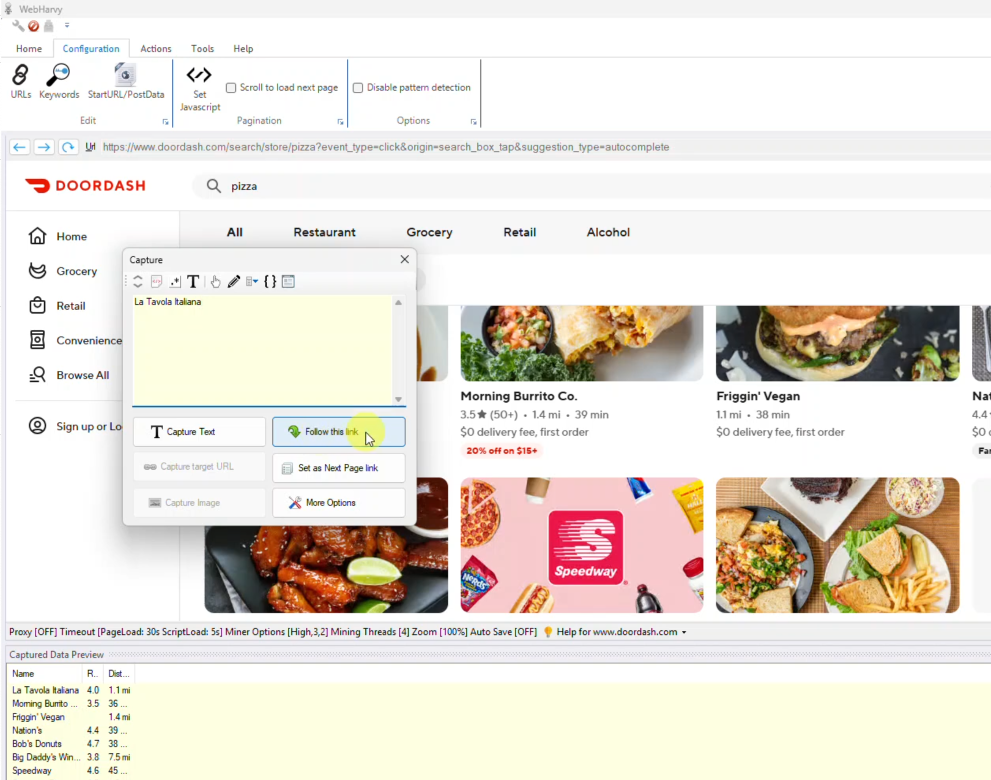 DoorDash - Selecting Data to Scrape