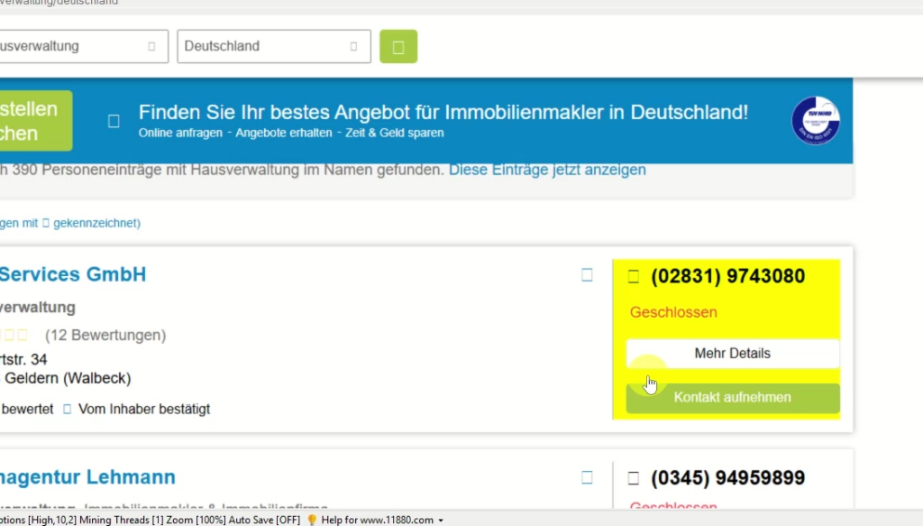 Scraping Email Addresses from 11880.com