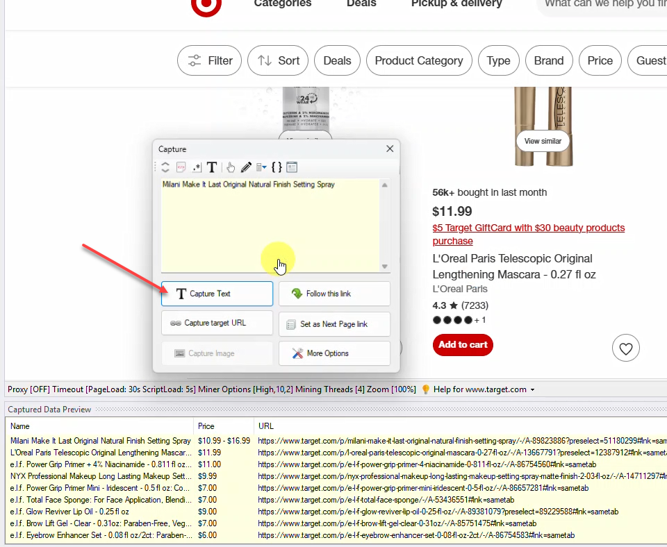 Selecting Data to Scrape from Target.com
