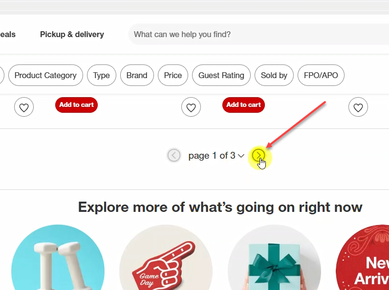 Selecting Pagination Link