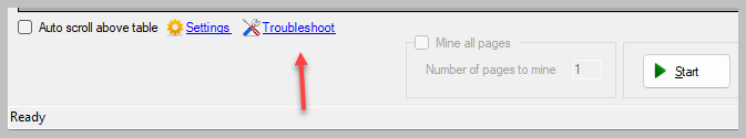Troubleshoot link in Miner window